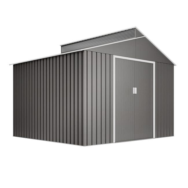 Casetta da giardino in metallo 7,25m2 - Resistente colore metallizzato - Con finestra - Doppia porta scorrevole