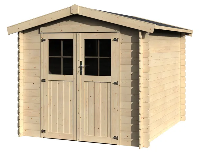 Casetta da giardino senza pavimento NATERIAL areto in legno naturale con porta doppio battente, superficie interna 4.38 m² e spessore parete 19 mm