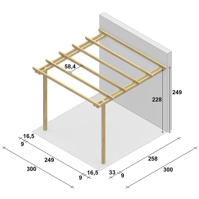 Pergola Orange in legno struttura naturale L 300 x P 300 x H 249 cm - immagine 2