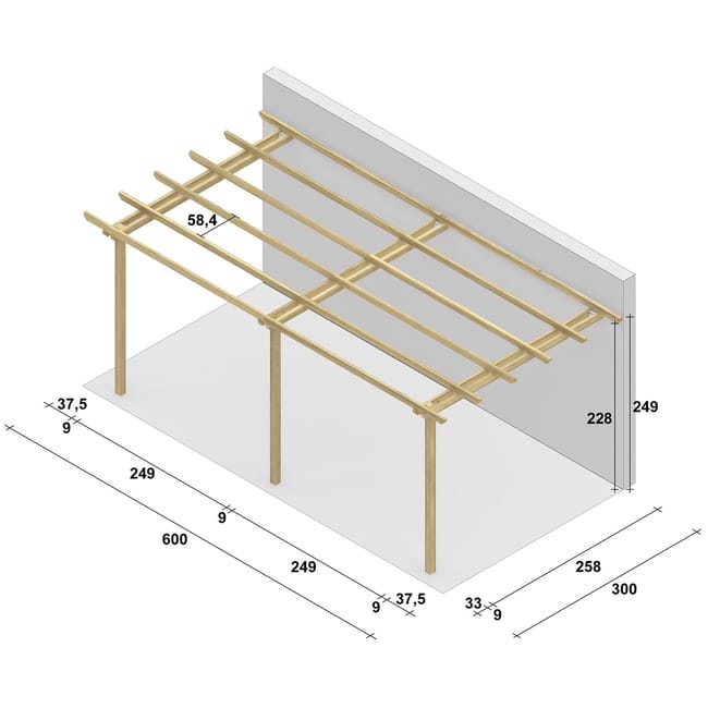 Pergola Orange in legno struttura naturale L 600 x P 300 x H 249 cm - immagine 2
