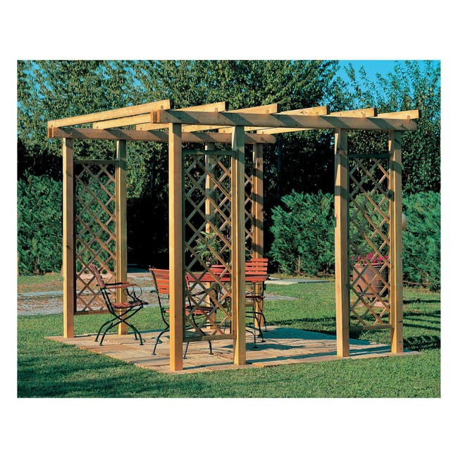 Pergola Melon con griglie in legno struttura naturale L 300 x P 300 x H 249 cm - immagine 4