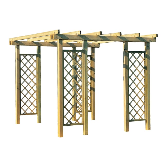 Pergola Melon con griglie in legno struttura naturale L 300 x P 300 x H 249 cm - immagine 3