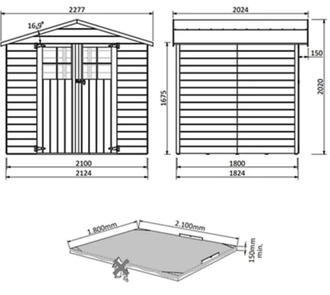 Casetta da giardino con pavimento DECOR ET JARDIN Iris in legno con porta doppio battente, superficie interna 3.78 m² e spessore parete 12 mm - immagine 3