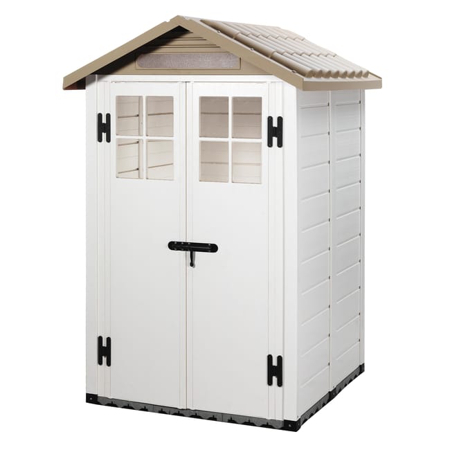 Casetta da giardino con pavimento GAROFALO Tuscnay EVO M in pvc beige con porta doppio battente, superficie interna 1.35 m² e spessore parete 20 mm - immagine 9