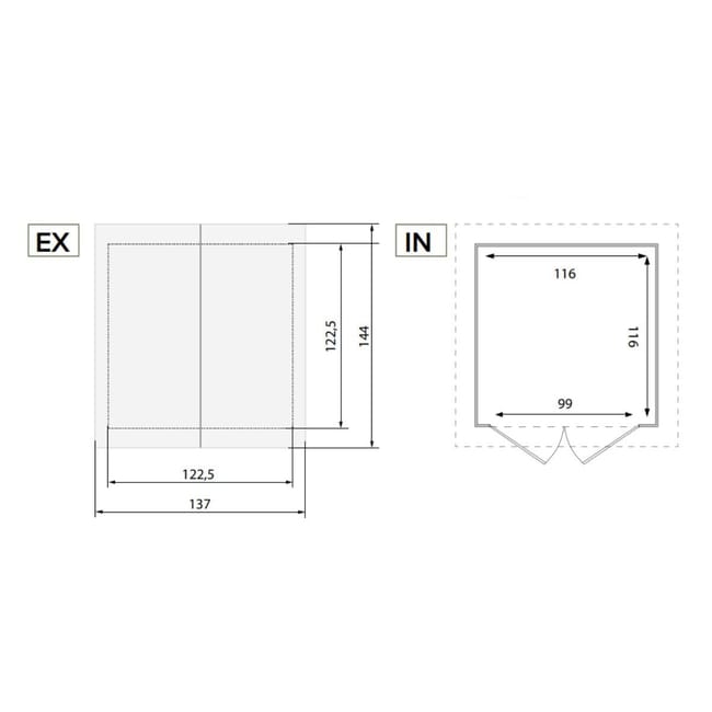 Casetta da giardino con pavimento GAROFALO Tuscnay EVO M in pvc beige con porta doppio battente, superficie interna 1.35 m² e spessore parete 20 mm - immagine 4