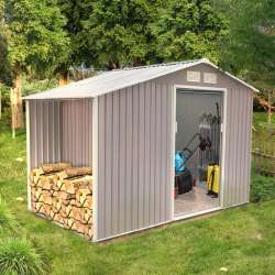 VENTOUX Casetta da giardino 6,53 m² con tettoia in acciaio anticorrosione grigio