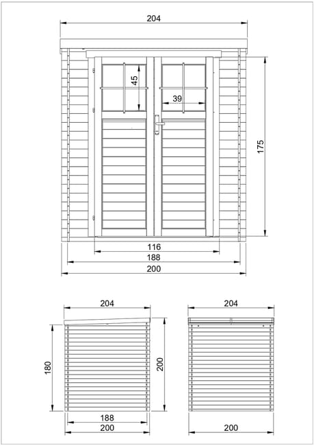 Casetta da Giardino in Legno per Esterni con porta con serratura di alta qualità- A200x204x204cm/3.53 m2 - Piccola Casetta in Legno TIMBELA M309F - immagine 8