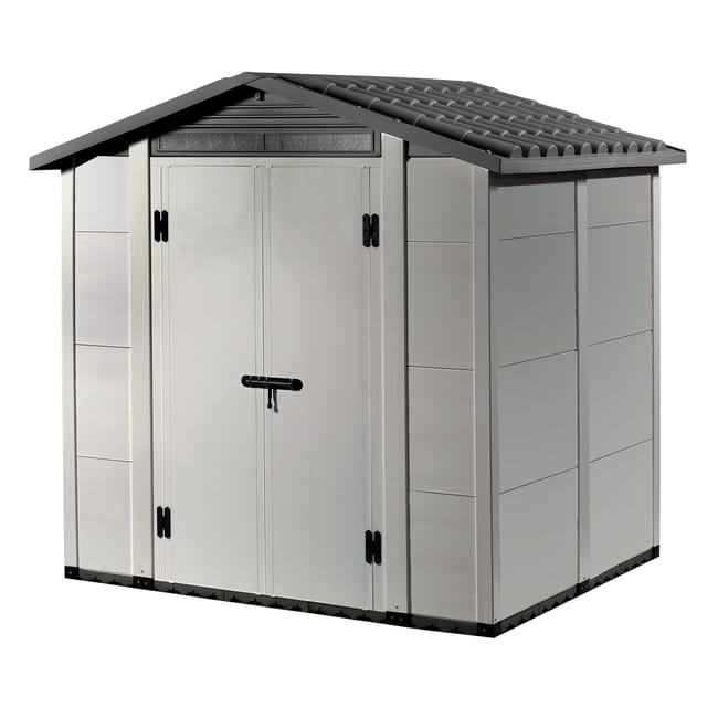 Casetta da giardino con pavimento GAROFALO Urban L in pvc grigio con porta doppio battente, superficie interna 3.13 m² e spessore parete 20 mm - immagine 6