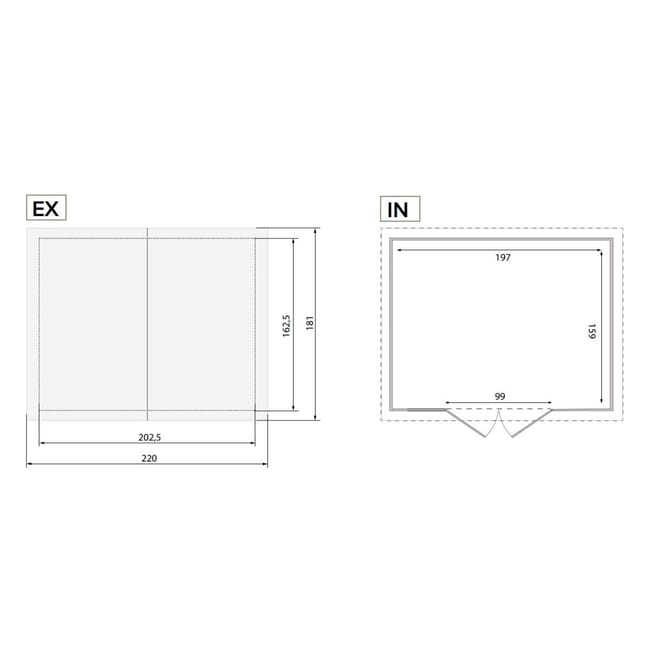 Casetta da giardino con pavimento GAROFALO Urban L in pvc grigio con porta doppio battente, superficie interna 3.13 m² e spessore parete 20 mm - immagine 4