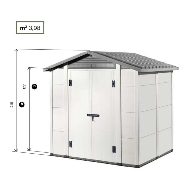 Casetta da giardino con pavimento GAROFALO Urban L in pvc grigio con porta doppio battente, superficie interna 3.13 m² e spessore parete 20 mm - immagine 3