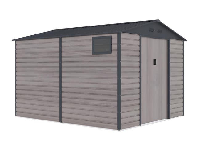 Casetta da giardino 8,94 m² in Acciaio galvanizzato effetto legno Grigio - ADELMO - immagine 8