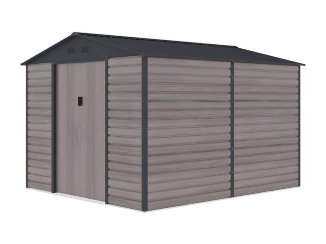 Casetta da giardino 8,94 m² in Acciaio galvanizzato effetto legno Grigio - ADELMO - immagine 7