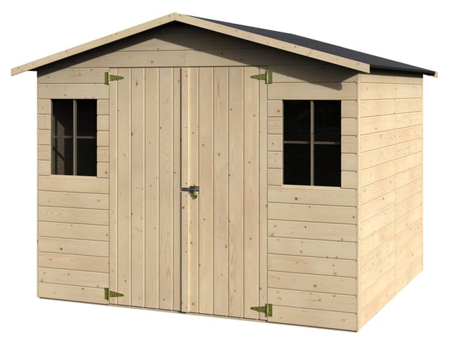 Casetta da giardino con pavimento NATERIAL DENALI in legno naturale con porta doppio battente, superficie interna 4.32 m² e spessore parete 12 mm