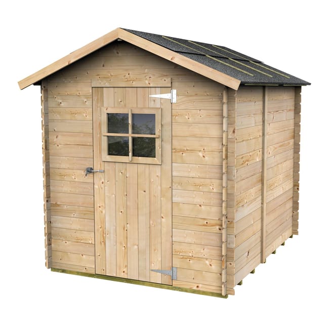 Casetta da giardino senza pavimento Casetta Pompea dim 180x220 cm in legno con porta battente semplice, superficie interna 3.31 m² e spessore parete 16 mm