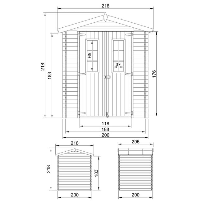 TIMBELA M343C+M343G Casetta da Giardino in Legno per Esterni CON PAVIMENTO TRATTATO - L216xL206xA218 cm/ 3.53 m2 - Piccola Casetta in Legno - immagine 6