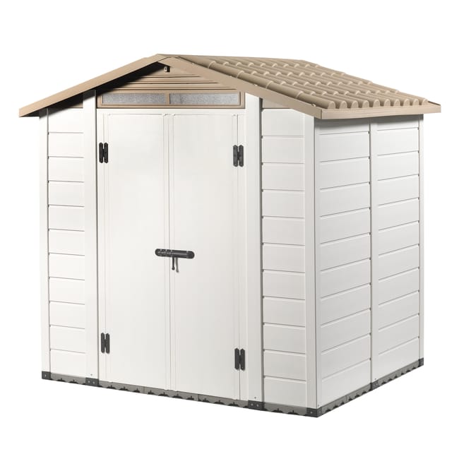 Casetta da giardino con pavimento GAROFALO Tuscany L in pvc beige con porta doppio battente, superficie interna 3.13 m² e spessore parete 20 mm - immagine 7