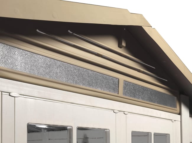 Casetta da giardino con pavimento GAROFALO Tuscnay EVO L in pvc beige con porta doppio battente, superficie interna 3.13 m² e spessore parete 20 mm - immagine 6