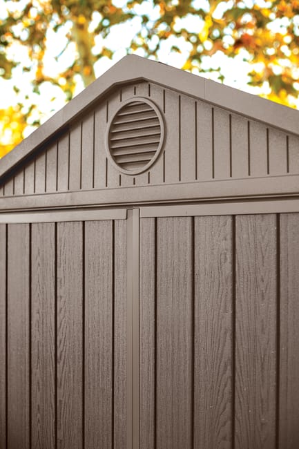 Casetta da giardino con pavimento KETER DARWIN 6X8 C/FINESTRE in polipropilene marrone con porta doppio battente, superficie interna 4.11 m² e spessore parete 16 mm - immagine 5