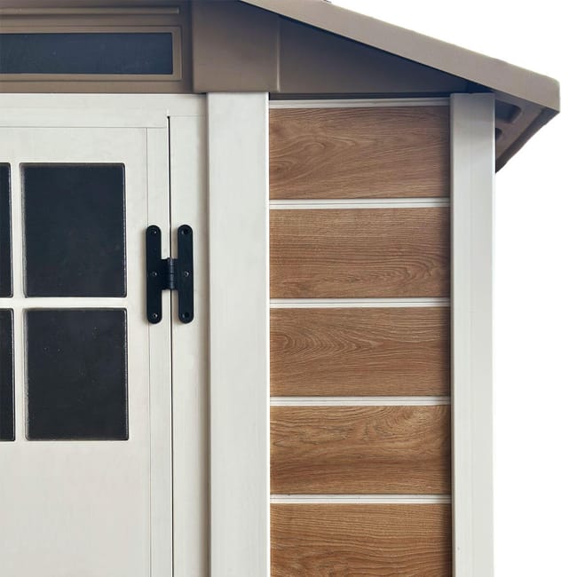 Casetta da giardino con pavimento GAROFALO Woody L in pvc marrone con porta doppio battente, superficie interna 3.13 m² e spessore parete 20 mm - immagine 6