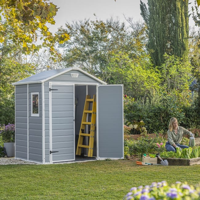 Keter Manor 6x5 Grigio Casetta Giardino In Resina, 185x152x226h cm, Grigio - immagine 2