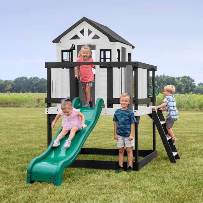 Backyard Discovery Sweetwater Heights Casetta e scivolo, cucina gioco, sabbiera e veranda | Casa da gioco per giardino / all'aperto in marrone | Parco - immagine 4