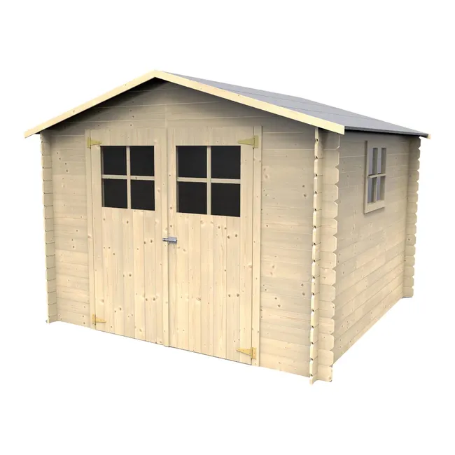 Casetta da giardino DECOR ET JARDIN Mirama in legno con porta doppio battente, superficie interna 6 m² e spessore parete 19 mm