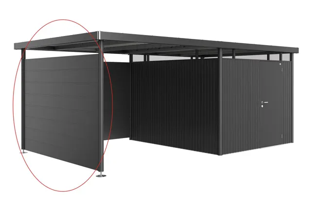 Parete laterale Highline H5 in acciaio grigio scuro L 277 x P 2.5 cm struttura grigio