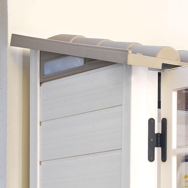 Casetta da giardino con pavimento GAROFALO Tuscnay EVO S in pvc beige con porta doppio battente, superficie interna 0.88 m² e spessore parete 20 mm - immagine 6