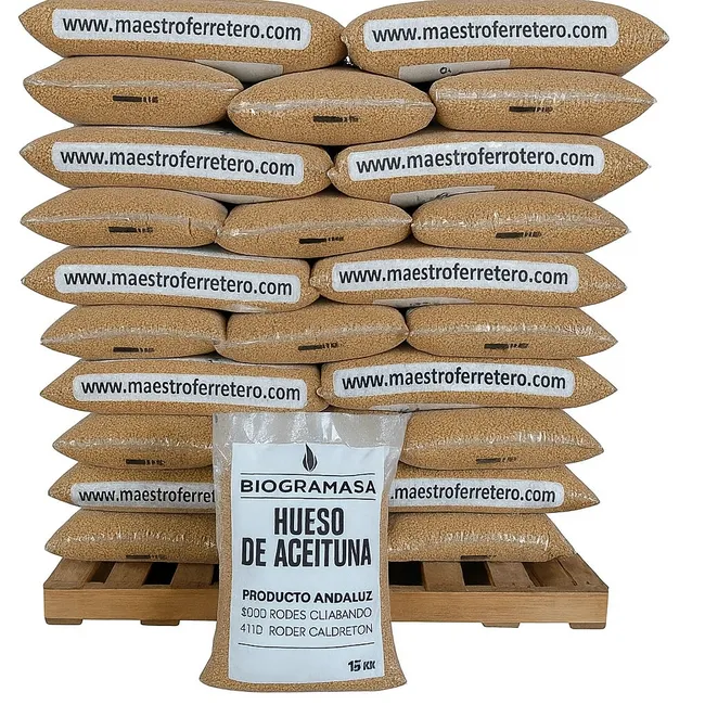 Biogramasa - Pallet 77 Sacchi di Osso di Oliva 15 kg-Biocarburante Biologico